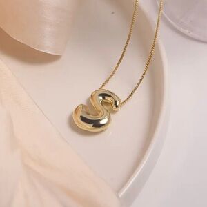 S initial Gold toned Pendant Necklace